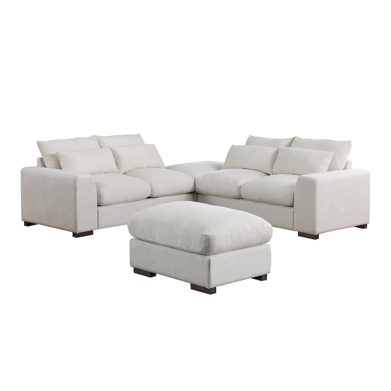 Canapé d'angle Tatman en lin mélangé avec deux poufs - 123,24 cm (L) x 37,8 cm (P) x 34,25 cm (H)