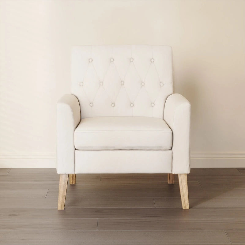 Ensemble de 2 fauteuils d'appoint capitonnés en lin, style moderne du milieu du siècle, revêtus de tissu LUE BONA - 72,4 cm L x 69,2 cm P x 85,7 cm H