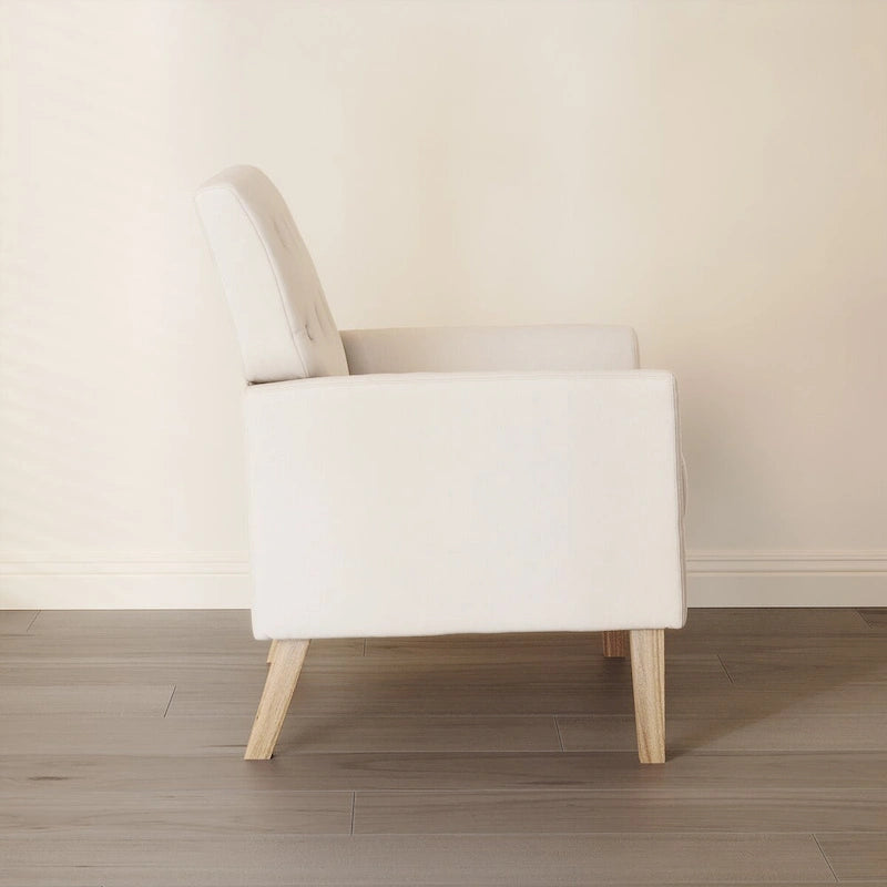 Ensemble de 2 fauteuils d'appoint capitonnés en lin, style moderne du milieu du siècle, revêtus de tissu LUE BONA - 72,4 cm L x 69,2 cm P x 85,7 cm H