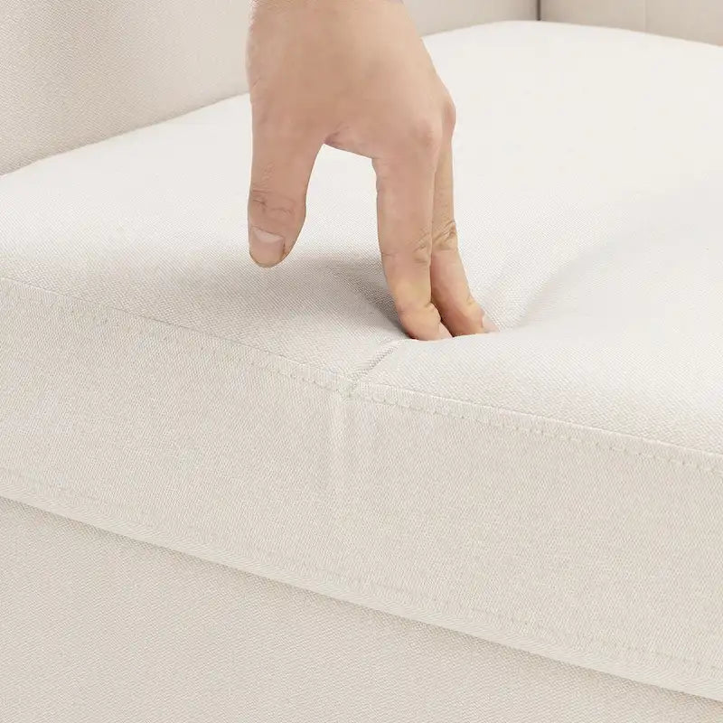 Ensemble de 2 fauteuils d'appoint capitonnés en lin, style moderne du milieu du siècle, revêtus de tissu LUE BONA - 72,4 cm L x 69,2 cm P x 85,7 cm H