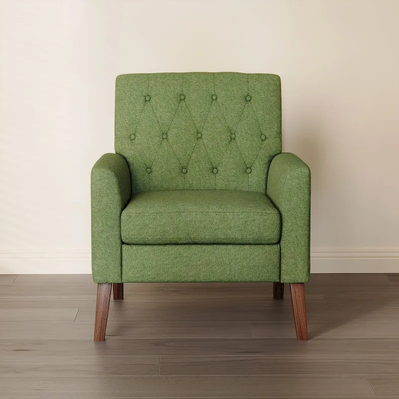 Ensemble de 2 fauteuils d'appoint capitonnés en lin, style moderne du milieu du siècle, revêtus de tissu LUE BONA - 72,4 cm L x 69,2 cm P x 85,7 cm H