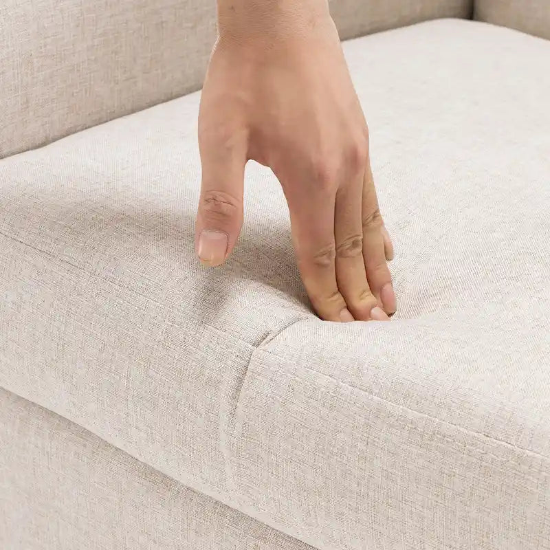 Ensemble de 2 fauteuils d'appoint capitonnés en lin, style moderne du milieu du siècle, revêtus de tissu LUE BONA - 72,4 cm L x 69,2 cm P x 85,7 cm H