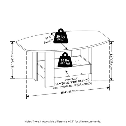 Table basse Furinno au design épuré avec compartiment de rangement, couleur expresso