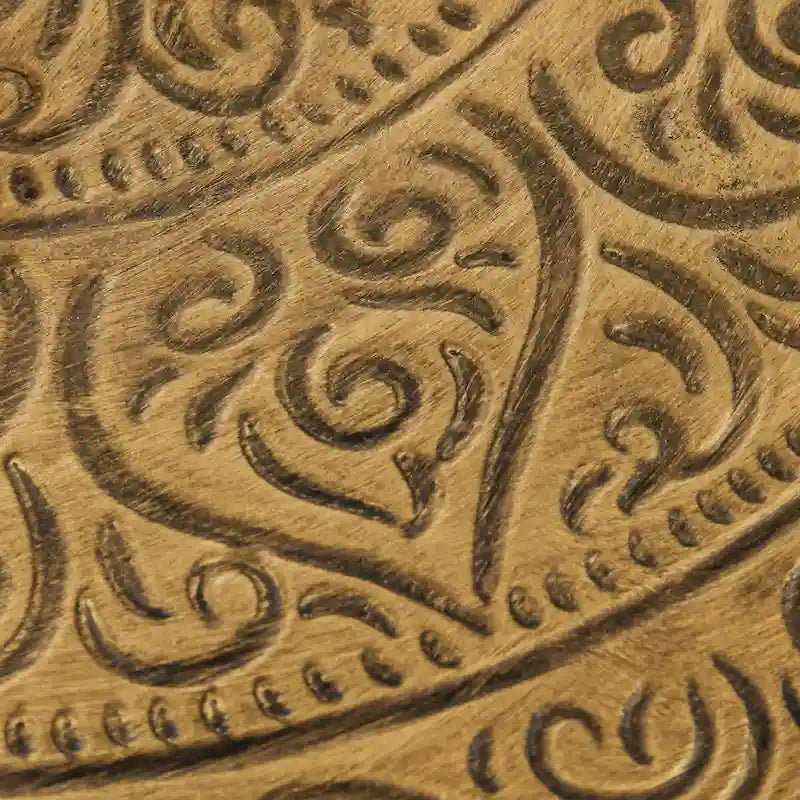 Table basse ronde de 61 cm avec plateau martelé, table centrale vintage en métal pour salon, chambre ou table d'appoint, couleur or