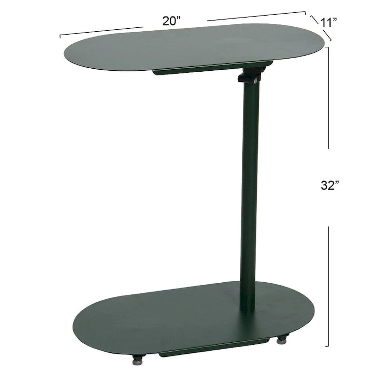 Table d'appoint moderne réglable en forme de C - 20,0 L x 11,0 l x 32,0 H
