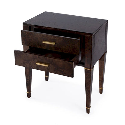 Table d'appoint Kai à 2 tiroirs en loupe de bois