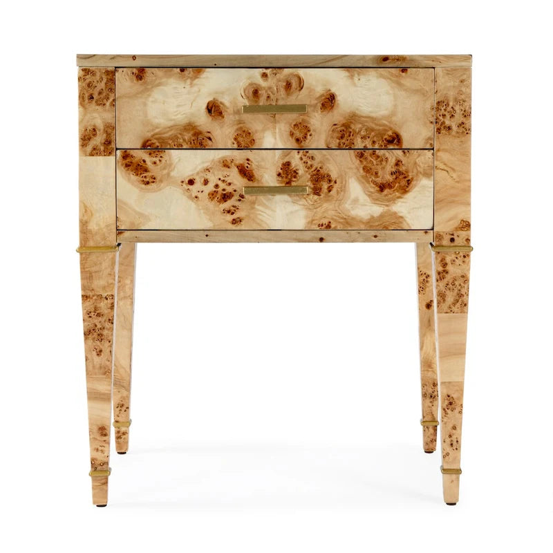 Table d'appoint Kai à 2 tiroirs en loupe de bois