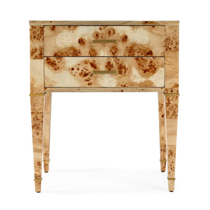 Table d'appoint Kai à 2 tiroirs en loupe de bois