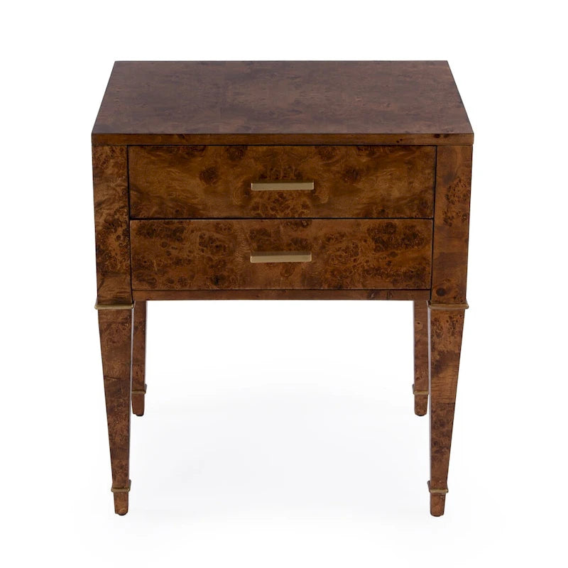 Table d'appoint Kai à 2 tiroirs en loupe de bois