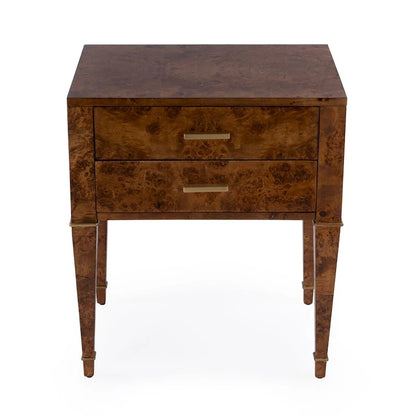 Table d'appoint Kai à 2 tiroirs en loupe de bois