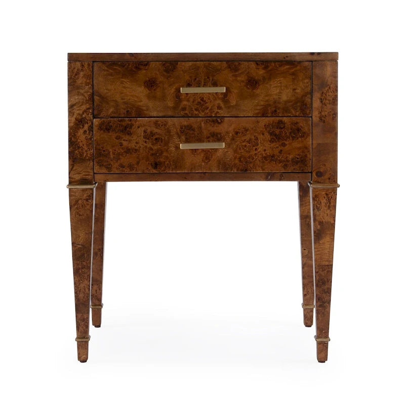 Table d'appoint Kai à 2 tiroirs en loupe de bois