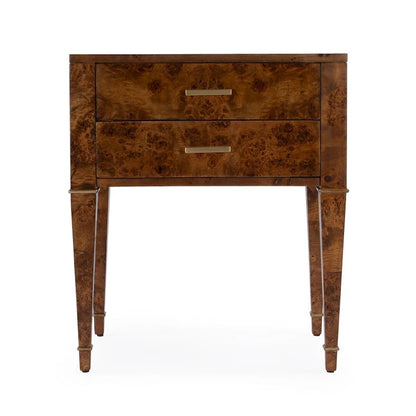 Table d'appoint Kai à 2 tiroirs en loupe de bois