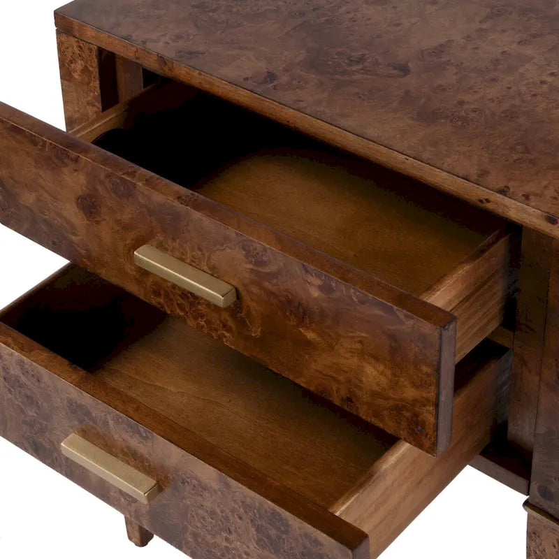 Table d'appoint Kai à 2 tiroirs en loupe de bois