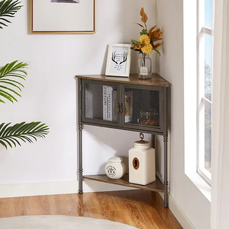 Table d'angle Javlergo avec tiroir et étagère de rangement - 19,92 x 19,92 x 29,29