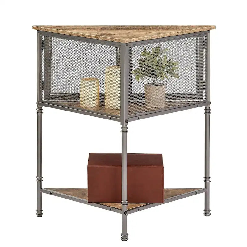 Table d'angle Javlergo avec tiroir et étagère de rangement - 19,92 x 19,92 x 29,29