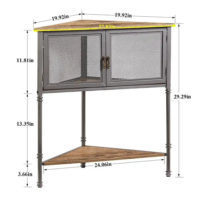 Table d'angle Javlergo avec tiroir et étagère de rangement - 19,92 x 19,92 x 29,29