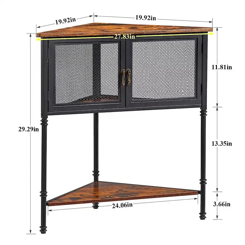 Table d'angle Javlergo avec tiroir et étagère de rangement - 19,92 x 19,92 x 29,29