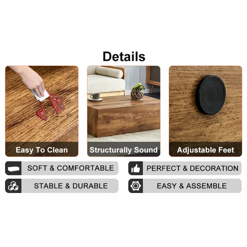 Table basse moderne en MDF avec motif imitation bois - design élégant et durable