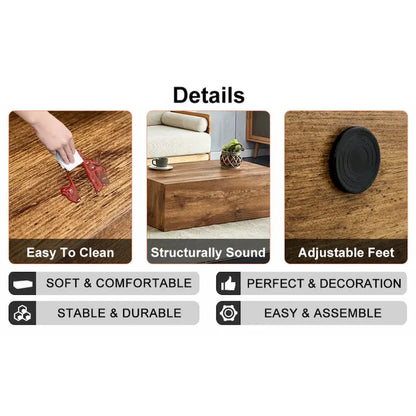 Table basse moderne en MDF avec motif imitation bois - design élégant et durable