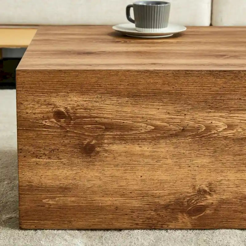 Table basse moderne en MDF avec motif imitation bois - design élégant et durable