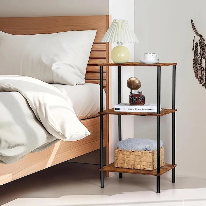 3-Tier Tall Side Table with Storage