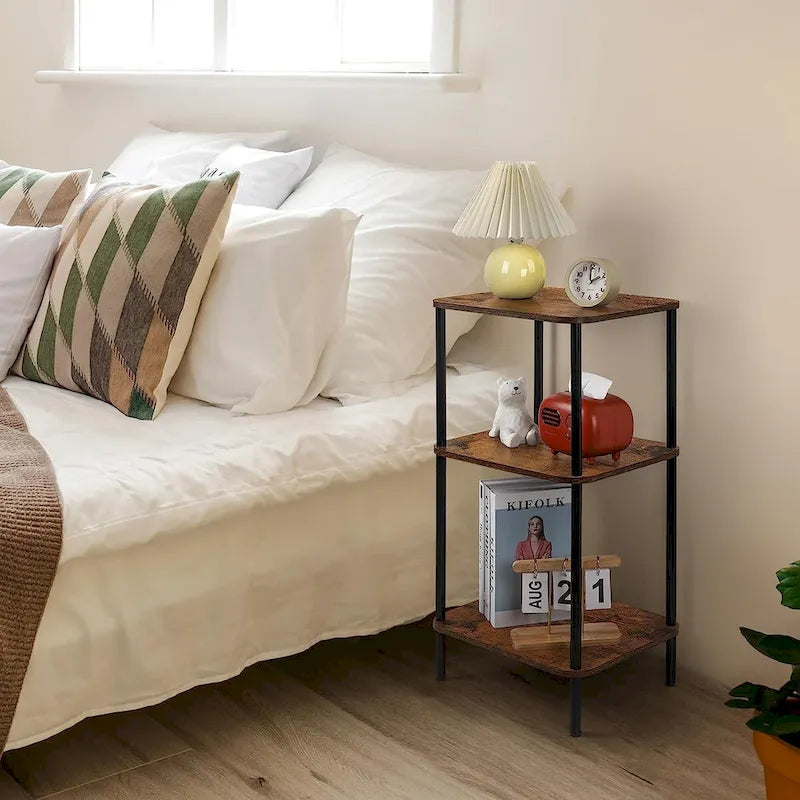 Table d'appoint haute à 3 niveaux avec rangement