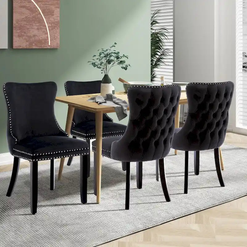 Ensemble de 2 chaises de salle à manger KATA à oreilles rembourrées en velours