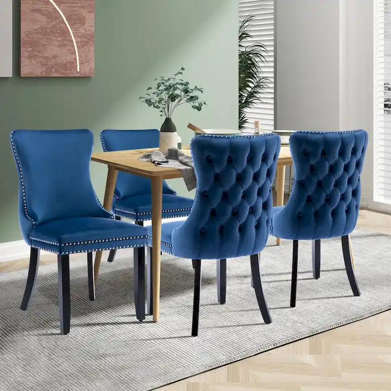 Ensemble de 2 chaises de salle à manger KATA à oreilles rembourrées en velours