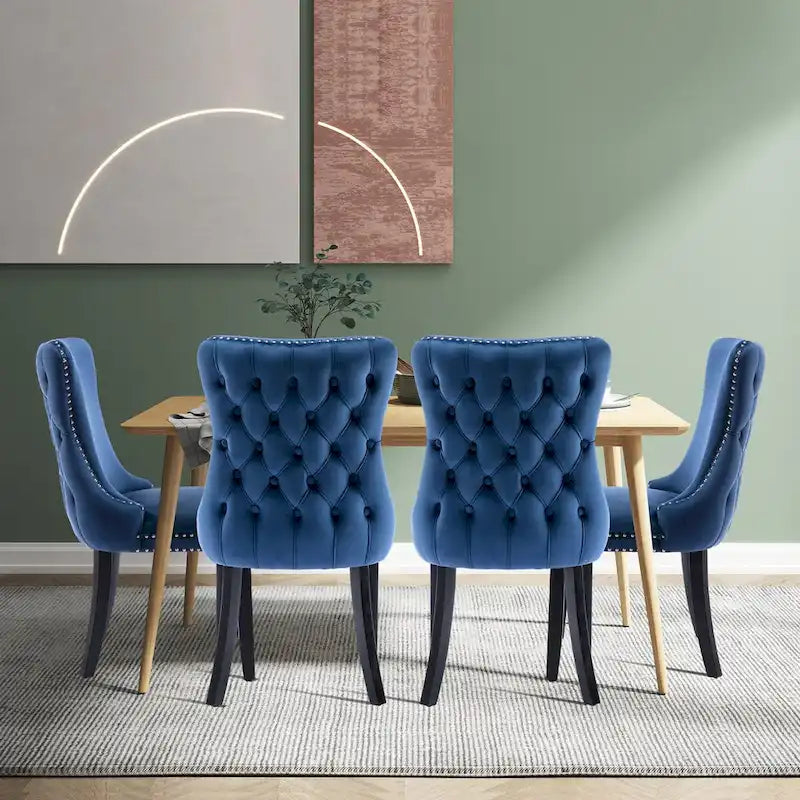 Ensemble de 2 chaises de salle à manger KATA à oreilles rembourrées en velours