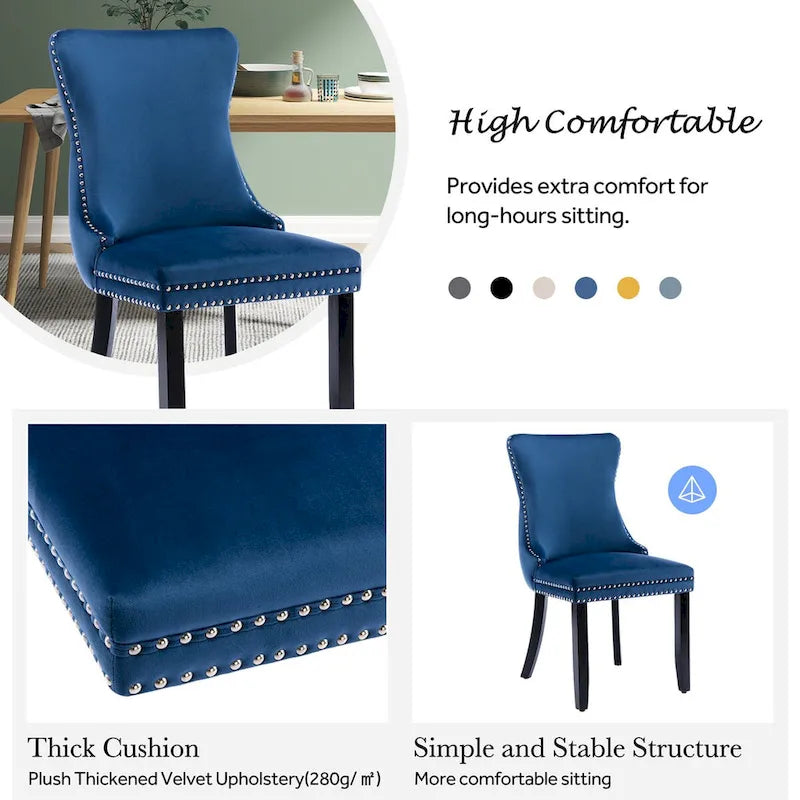 Ensemble de 2 chaises de salle à manger KATA à oreilles rembourrées en velours