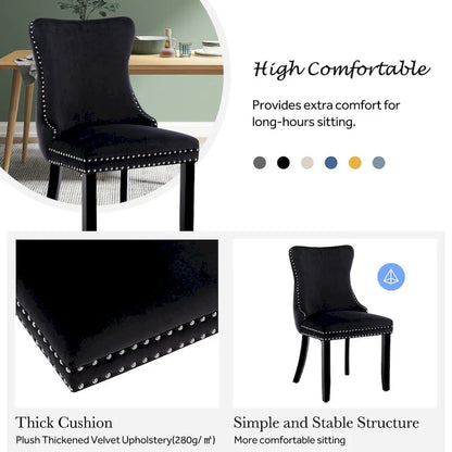 Ensemble de 2 chaises de salle à manger KATA à oreilles rembourrées en velours