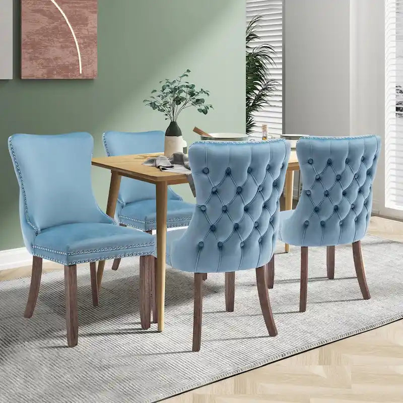 Ensemble de 2 chaises de salle à manger KATA à oreilles rembourrées en velours