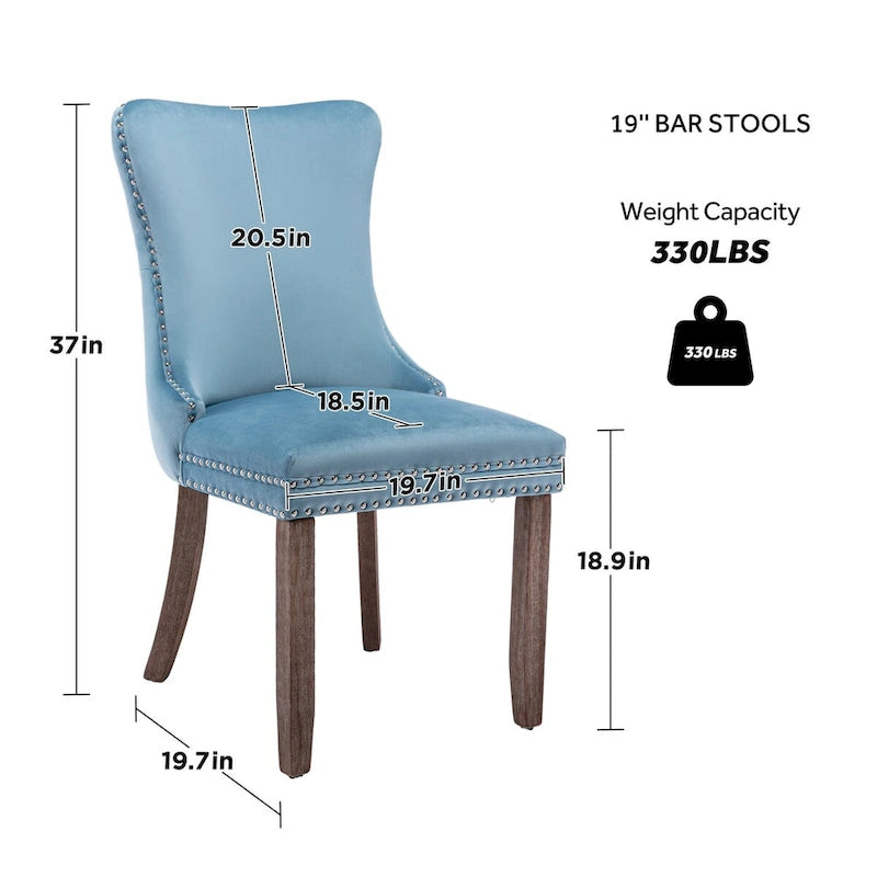 Ensemble de 2 chaises de salle à manger KATA à oreilles rembourrées en velours