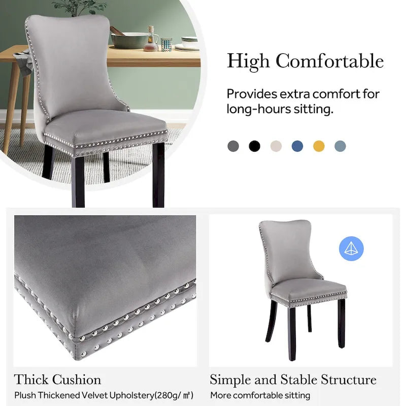 Ensemble de 2 chaises de salle à manger KATA à oreilles rembourrées en velours