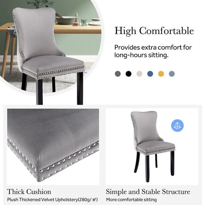 Ensemble de 2 chaises de salle à manger KATA à oreilles rembourrées en velours