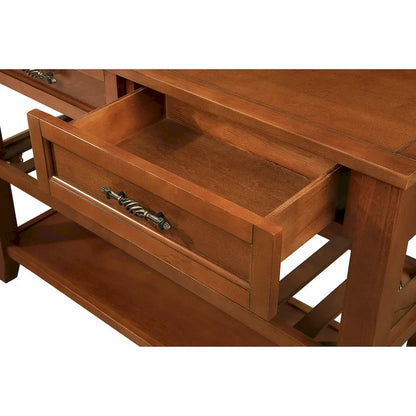 Meuble ancien en bois massif, console à 3 tiroirs