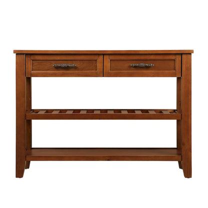 Meuble ancien en bois massif, console à 3 tiroirs