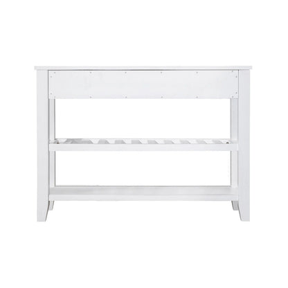 Meuble ancien en bois massif, console à 3 tiroirs