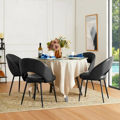 Chaise de salle à manger Glitzhome style moderne milieu du siècle, en cuir PU matelassé avec pieds fuselés en métal