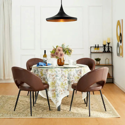 Chaise de salle à manger Glitzhome style moderne milieu du siècle, en cuir PU matelassé avec pieds fuselés en métal