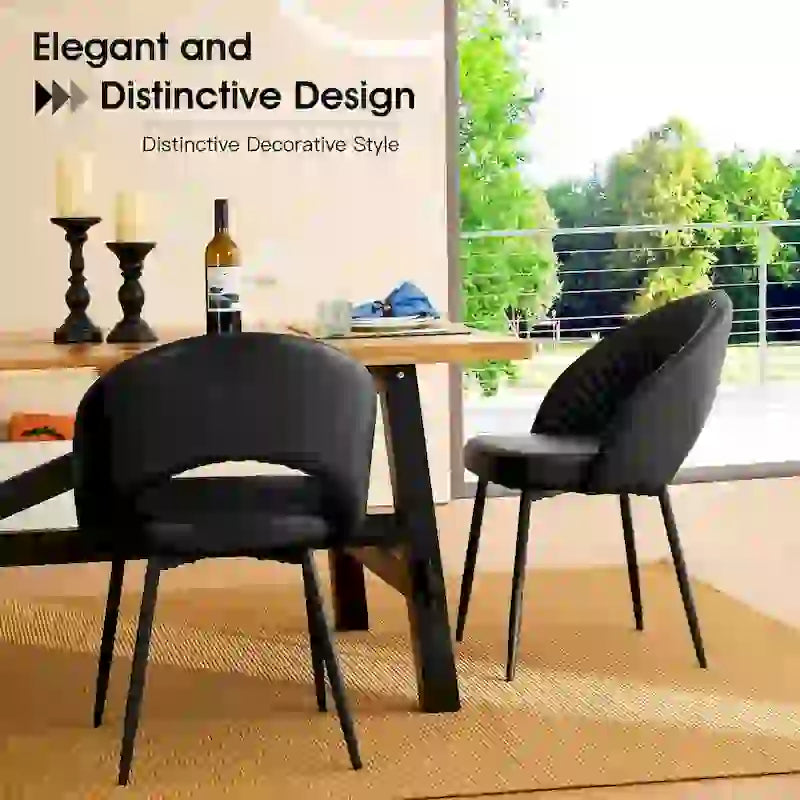 Chaise de salle à manger Glitzhome style moderne milieu du siècle, en cuir PU matelassé avec pieds fuselés en métal