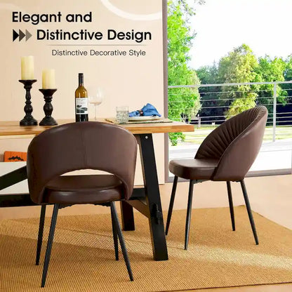 Chaise de salle à manger Glitzhome style moderne milieu du siècle, en cuir PU matelassé avec pieds fuselés en métal