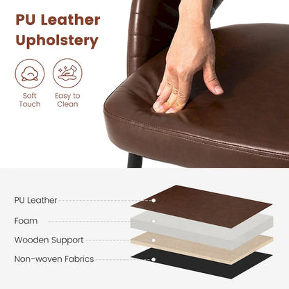 Chaise de salle à manger Glitzhome style moderne milieu du siècle, en cuir PU matelassé avec pieds fuselés en métal