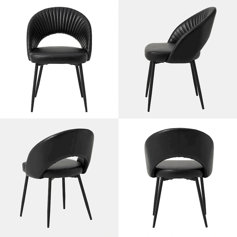 Chaise de salle à manger Glitzhome style moderne milieu du siècle, en cuir PU matelassé avec pieds fuselés en métal