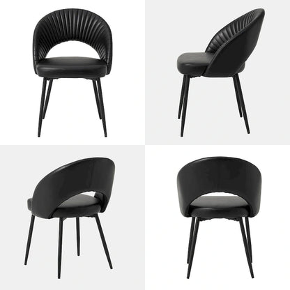 Chaise de salle à manger Glitzhome style moderne milieu du siècle, en cuir PU matelassé avec pieds fuselés en métal
