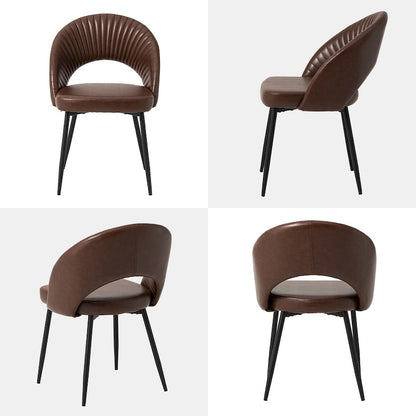 Chaise de salle à manger Glitzhome style moderne milieu du siècle, en cuir PU matelassé avec pieds fuselés en métal