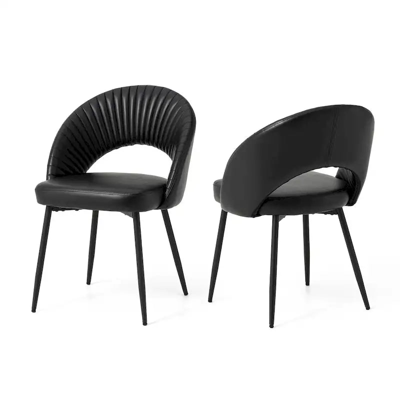 Chaise de salle à manger Glitzhome style moderne milieu du siècle, en cuir PU matelassé avec pieds fuselés en métal
