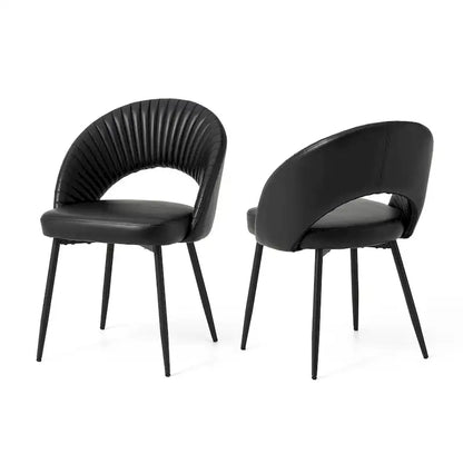 Chaise de salle à manger Glitzhome style moderne milieu du siècle, en cuir PU matelassé avec pieds fuselés en métal