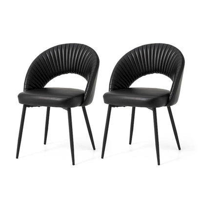 Chaise de salle à manger Glitzhome style moderne milieu du siècle, en cuir PU matelassé avec pieds fuselés en métal