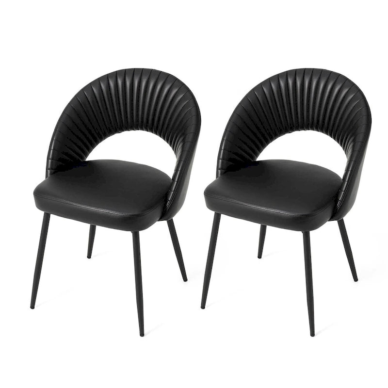 Chaise de salle à manger Glitzhome style moderne milieu du siècle, en cuir PU matelassé avec pieds fuselés en métal